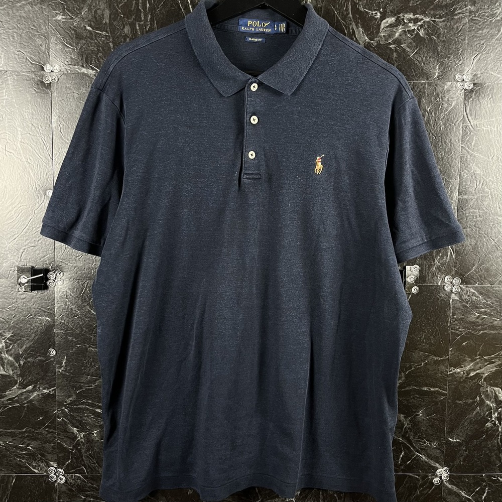 Polo Ralph Lauren Men's Navy Polo Shirt Large